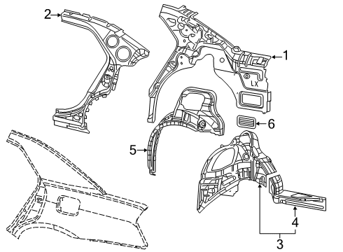 2017 Chrysler 300 Inner Structure - Quarter Panel Diagram