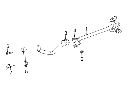 2003 Jeep Liberty Stabilizer Bar & Components - Front Diagram