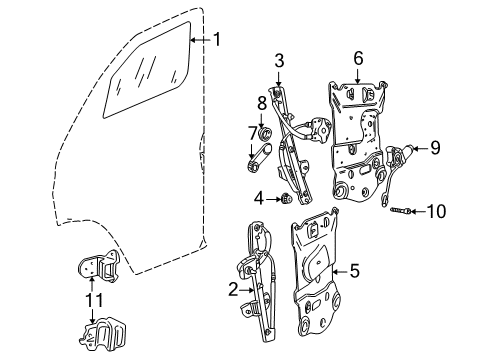 2002 Dodge Ram 2500 Van Door - Glass & Hardware Diagram