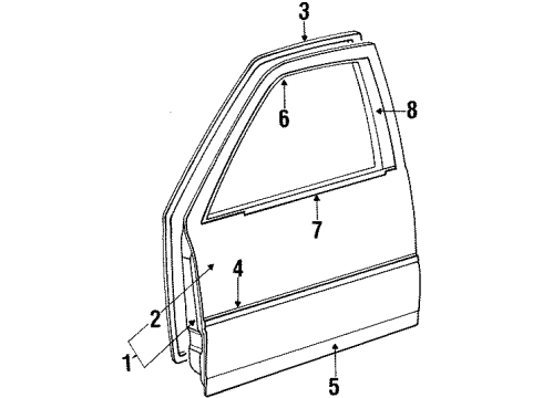 1993 Chrysler New Yorker Front Door & Components, Exterior Trim Diagram