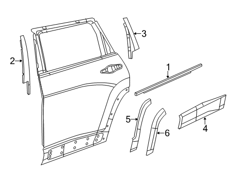 2015 Jeep Cherokee Exterior Trim - Rear Door Diagram