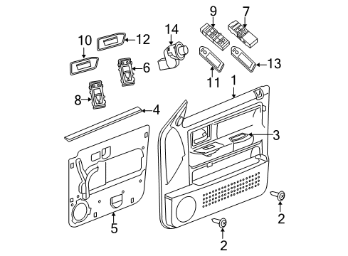 2007 Dodge Dakota Interior Trim - Front Door Diagram