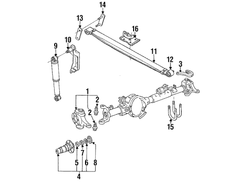 1992 Dodge D350 Front Suspension Components, Lower Control Arm, Upper Control Arm, Lower King Pin, Upper King Pin, Stabilizer Bar Diagram