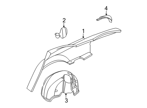 2000 Dodge Intrepid Quarter Panel & Components Diagram