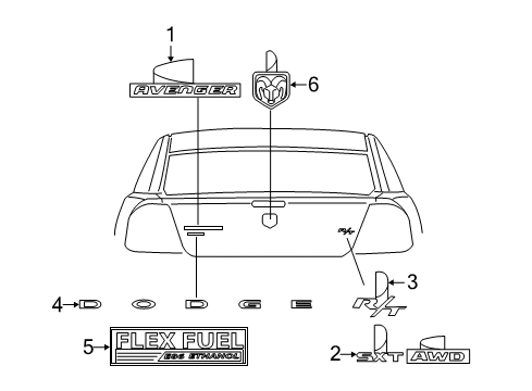 2008 Dodge Avenger Exterior Trim - Trunk Lid Diagram