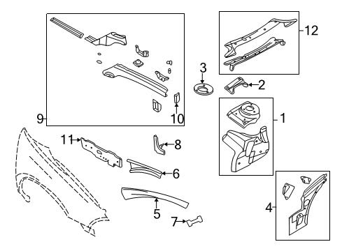2000 Chrysler Concorde Structural Components & Rails Diagram