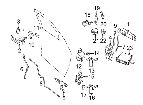 2010 Dodge Ram 2500 Front Door - Lock & Hardware Diagram