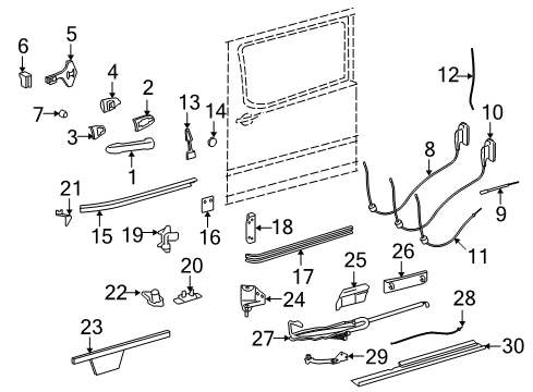2007 Dodge Sprinter 3500 Side Loading Door - Lock & Hardware Diagram