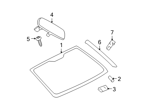 2009 Dodge Caliber Windshield Glass, Reveal Moldings Diagram