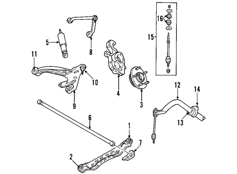 2004 Dodge Ram 1500 Front Suspension Components, Lower Control Arm, Upper Control Arm, Stabilizer Bar, Torsion Bar Diagram
