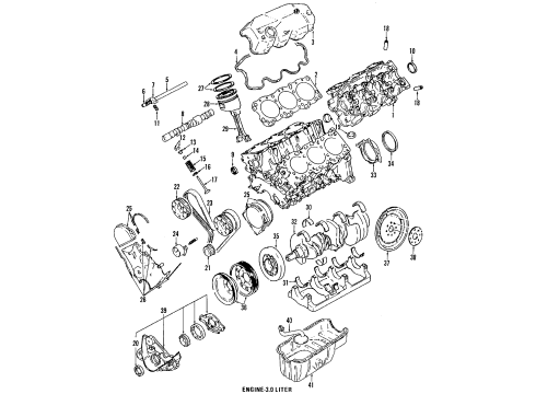 1990 Chrysler TC Maserati Engine Parts, Mounts, Cylinder Head & Valves, Camshaft & Timing, Oil Pan, Oil Pump, Crankshaft & Bearings, Pistons, Rings & Bearings Diagram