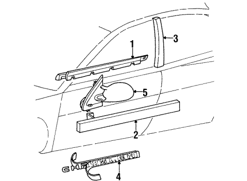 1997 Chrysler Cirrus Outside Mirrors, Exterior Trim Diagram