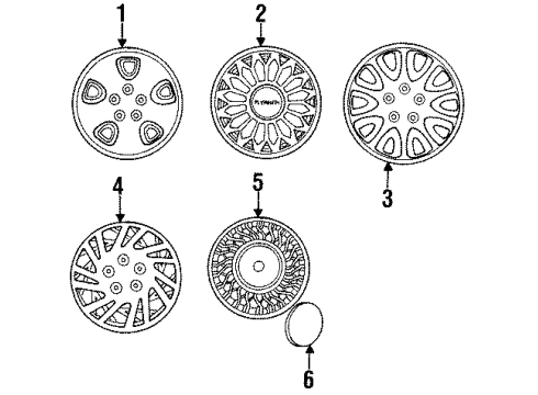 1994 Dodge Caravan Wheel Covers & Trim Diagram