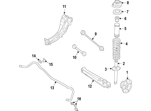 2011 Dodge Avenger Rear Suspension Components, Lower Control Arm, Stabilizer Bar Diagram
