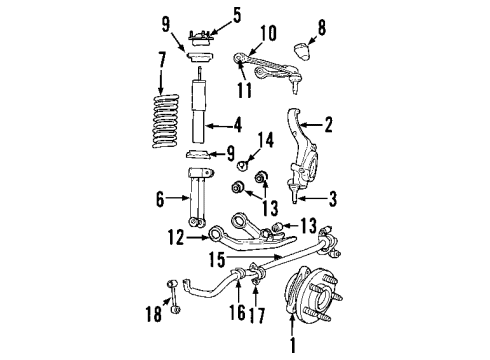 2009 Jeep Liberty Front Suspension Components, Lower Control Arm, Upper Control Arm, Stabilizer Bar Diagram