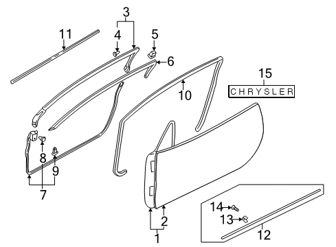 2003 Chrysler Sebring Door & Components, Exterior Trim Diagram