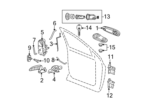 2008 Dodge Ram 1500 Front Door - Lock & Hardware Diagram