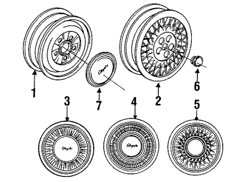 1993 Chrysler New Yorker Wheels, Covers & Trim Diagram