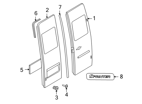 2004 Dodge Sprinter 3500 Rear Loading Door & Components, Exterior Trim Diagram