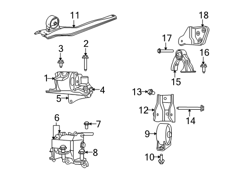 2009 Dodge Caliber Engine & Trans Mounting Diagram
