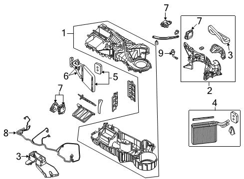 2011 Ram Dakota A/C Evaporator & Heater Components Diagram