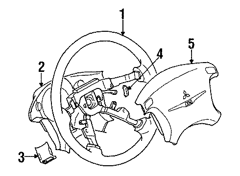 1997 Chrysler Sebring Steering Column & Wheel, Steering Gear & Linkage, Shroud, Switches & Levers Diagram