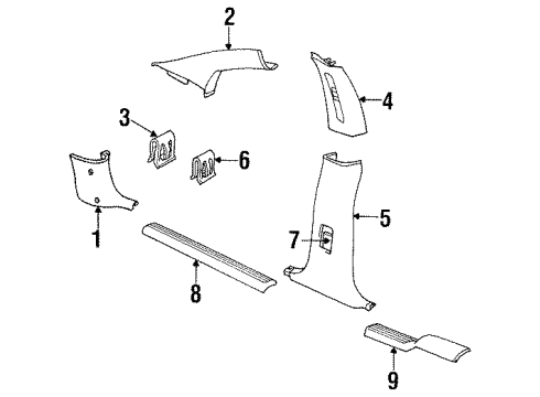 2001 Chrysler LHS Interior Trim - Pillars, Rocker & Floor Diagram