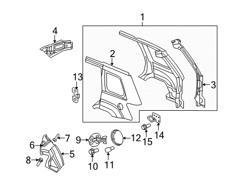 2009 Jeep Grand Cherokee Quarter Panel & Components Diagram