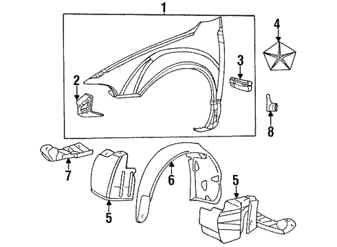 1997 Chrysler Cirrus Fender & Components Diagram