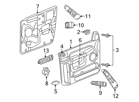 2008 Dodge Ram 1500 Interior Trim - Front Door Diagram