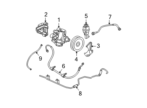 2002 Chrysler Sebring P/S Pump & Hoses, Steering Gear & Linkage Diagram 5 - Thumbnail