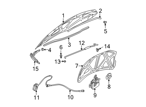 2003 Chrysler Sebring Hood & Components Diagram