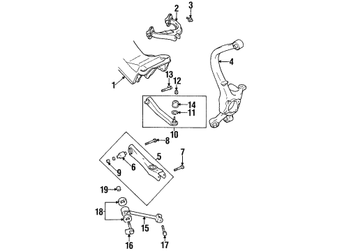 1999 Dodge Avenger Rear Suspension Components, Lower Control Arm, Upper Control Arm, Stabilizer Bar Diagram