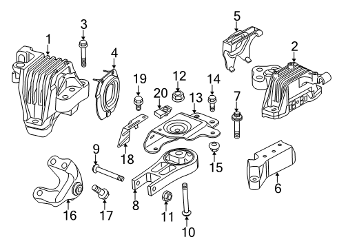 2015 Jeep Cherokee Engine & Trans Mounting Diagram