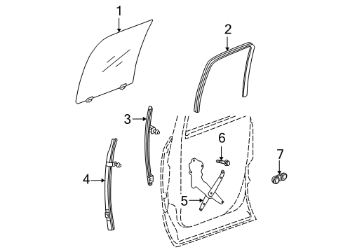 2003 Dodge Ram 2500 Rear Door - Glass & Hardware Diagram