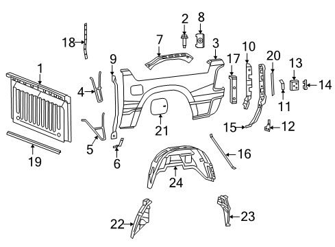 2019 Ram 1500 Front & Side Panels Diagram
