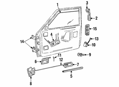 1993 Dodge Dakota Door Glass & Hardware Diagram