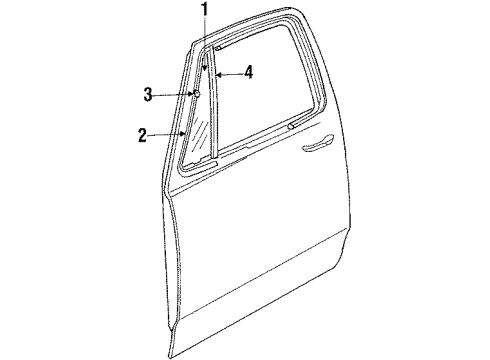 1989 Dodge D100 Front Door - Glass & Hardware Diagram