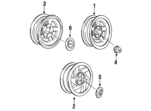 1993 Dodge Dakota Wheels, Covers & Trim Diagram