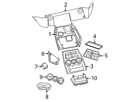 2008 Dodge Ram 2500 Front Console, Rear Console Diagram