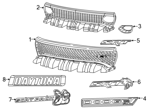 2022 Dodge Charger Grille & Components Diagram