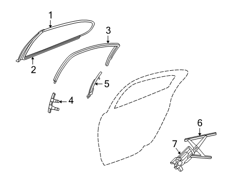 2000 Chrysler Concorde Rear Door - Glass & Hardware Diagram