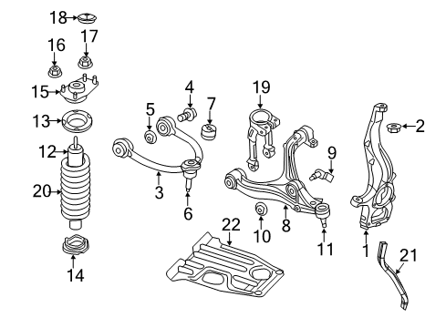 2011 Jeep Grand Cherokee Front Suspension Components, Lower Control Arm, Upper Control Arm, Ride Control, Stabilizer Bar Diagram