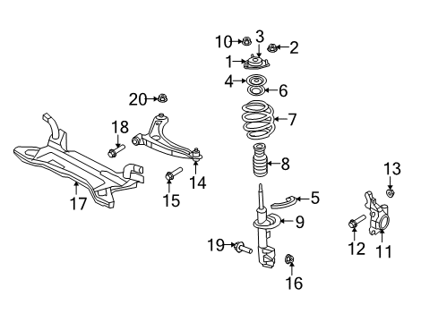 2009 Dodge Caliber Front Suspension, Lower Control Arm, Stabilizer Bar, Suspension Components Diagram