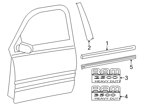 2010 Dodge Ram 2500 Exterior Trim - Front Door Diagram