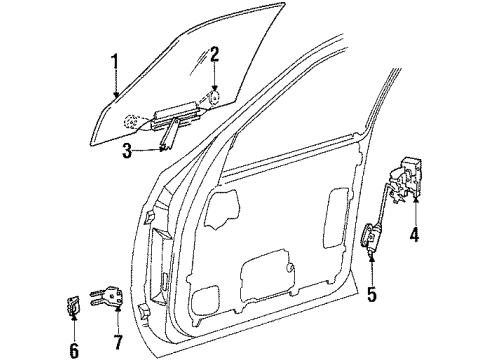 1987 Chrysler LeBaron Door - Hardware Diagram