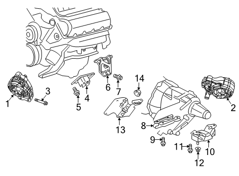 2008 Dodge Durango Engine & Trans Mounting Diagram