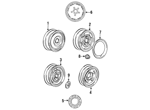 1994 Dodge Dakota Wheels, Covers & Trim Diagram 2 - Thumbnail
