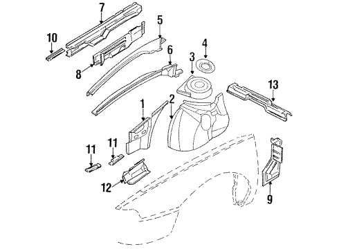 1995 Dodge Intrepid Structural Components & Rails Diagram