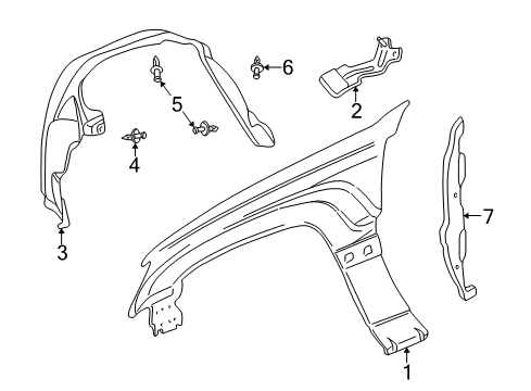 2001 Jeep Grand Cherokee Fender & Components Diagram
